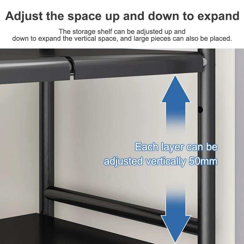 Under Sink Expandable Storage Rack - Adjustable Multi-Tier Cabinet Organizer (Black / White)