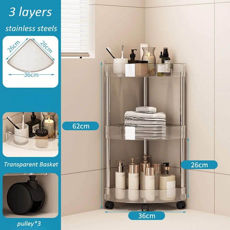 Multi-Layer Rolling Storage Rack with Wheels for Bathroom & Kitchen